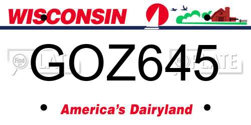 GOZ645 Wisconsin License Plate