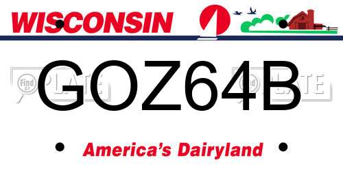 GOZ64B Wisconsin License Plate