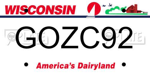 GOZC92 Wisconsin License Plate