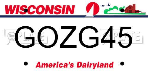 GOZG45 Wisconsin License Plate