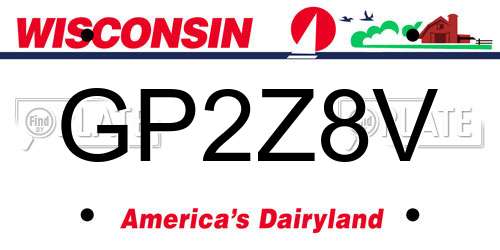 GP2Z8V Wisconsin License Plate