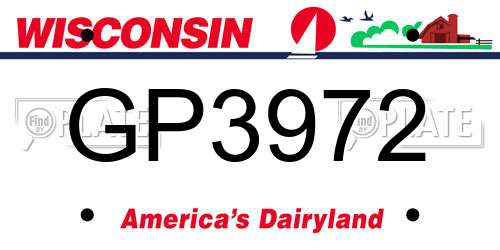 GP3972 Wisconsin License Plate
