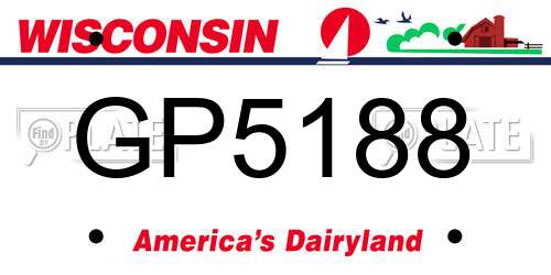 GP5188 Wisconsin License Plate