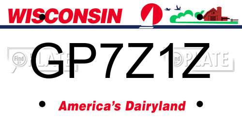 GP7Z1Z Wisconsin License Plate