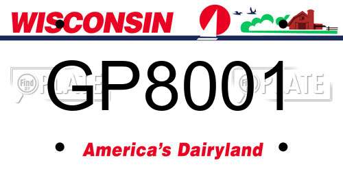 GP8001 Wisconsin License Plate