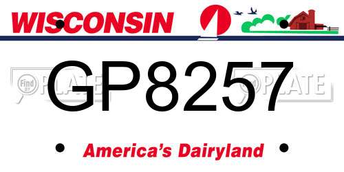 GP8257 Wisconsin License Plate