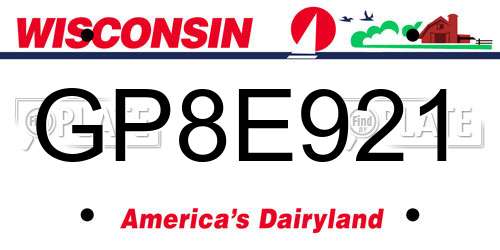GP8E921 Wisconsin License Plate
