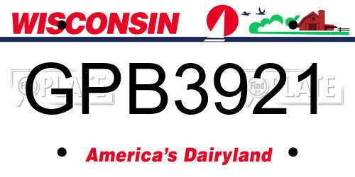 GPB3921 Wisconsin License Plate