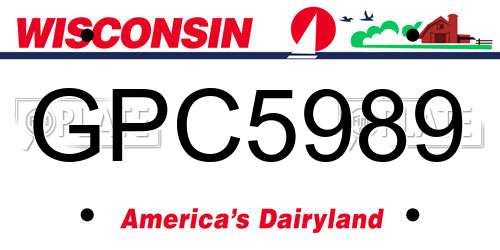 GPC5989 Wisconsin License Plate