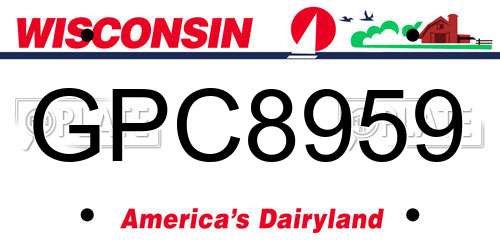 GPC8959 Wisconsin License Plate