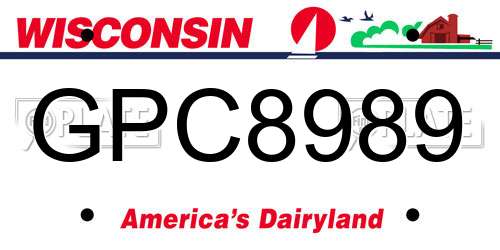 GPC8989 Wisconsin License Plate