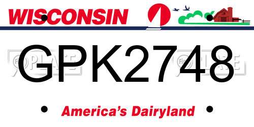 GPK2748 Wisconsin License Plate