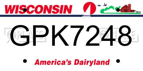 GPK7248 Wisconsin License Plate