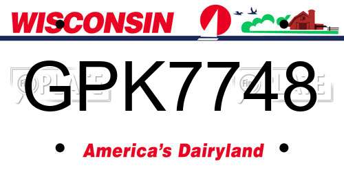 GPK7748 Wisconsin License Plate