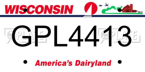 GPL4413 Wisconsin License Plate