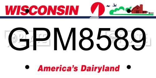 GPM8589 Wisconsin License Plate