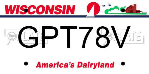 GPT78V Wisconsin License Plate