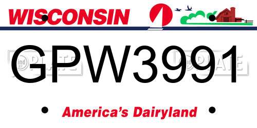 GPW3991 Wisconsin License Plate