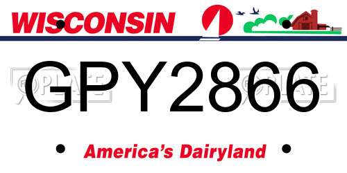 GPY2866 Wisconsin License Plate