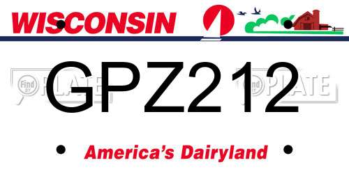 GPZ212 Wisconsin License Plate