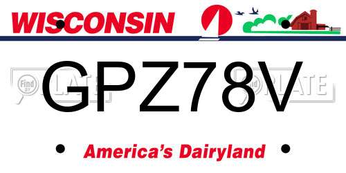 GPZ78V Wisconsin License Plate