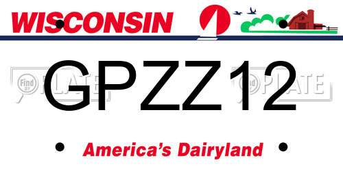 GPZZ12 Wisconsin License Plate