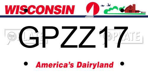 GPZZ17 Wisconsin License Plate