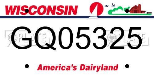 GQ05325 Wisconsin License Plate