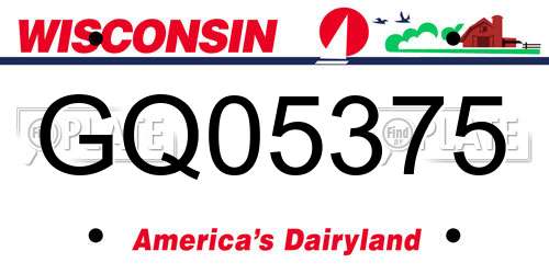 GQ05375 Wisconsin License Plate