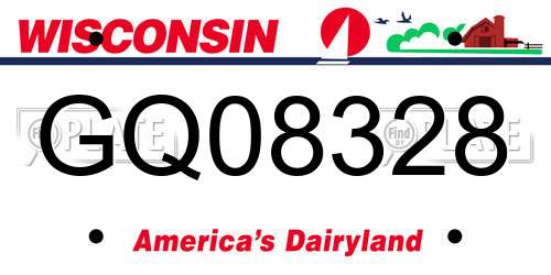 GQ08328 Wisconsin License Plate