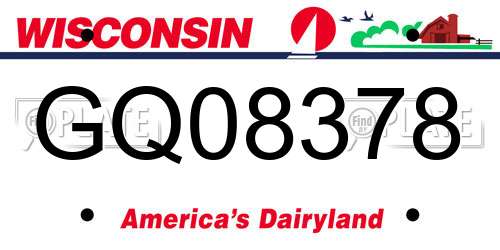 GQ08378 Wisconsin License Plate