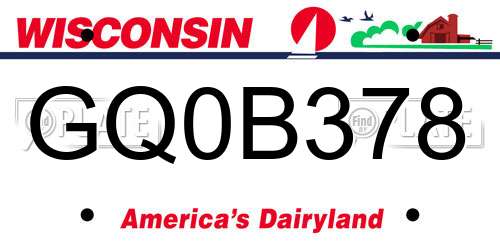 GQ0B378 Wisconsin License Plate