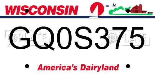 GQ0S375 Wisconsin License Plate