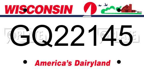 GQ22145 Wisconsin License Plate