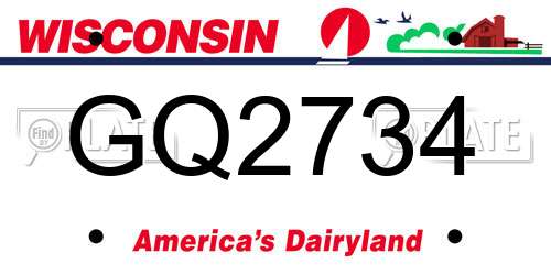 GQ2734 Wisconsin License Plate