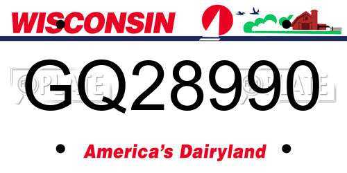 GQ28990 Wisconsin License Plate