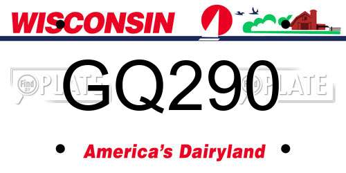 GQ290 Wisconsin License Plate