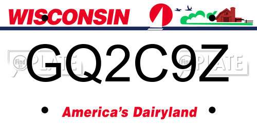 GQ2C9Z Wisconsin License Plate