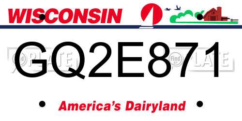 GQ2E871 Wisconsin License Plate