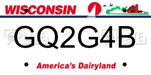GQ2G4B Wisconsin License Plate