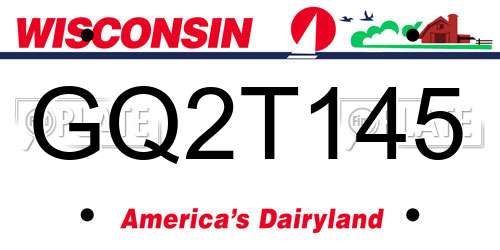 GQ2T145 Wisconsin License Plate