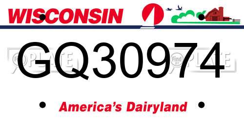 GQ30974 Wisconsin License Plate