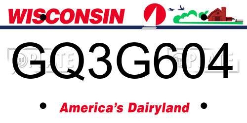 GQ3G604 Wisconsin License Plate