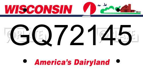 GQ72145 Wisconsin License Plate