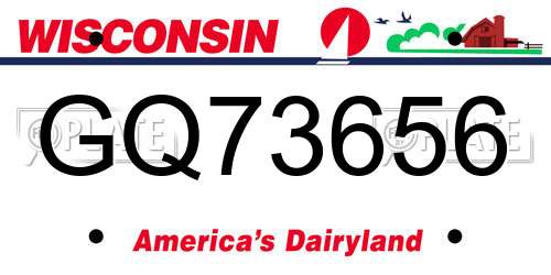 GQ73656 Wisconsin License Plate