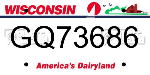 GQ73686 Wisconsin License Plate