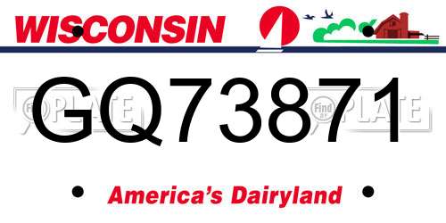 GQ73871 Wisconsin License Plate