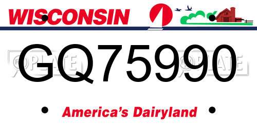 GQ75990 Wisconsin License Plate