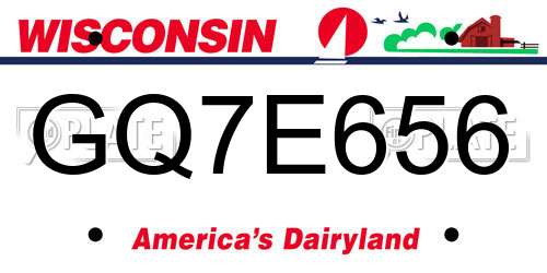 GQ7E656 Wisconsin License Plate