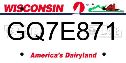 GQ7E871 Wisconsin License Plate